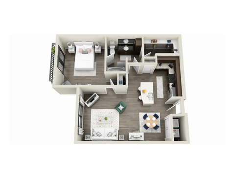 Floor plan for 1 bed, 1 bath, 783 sqft